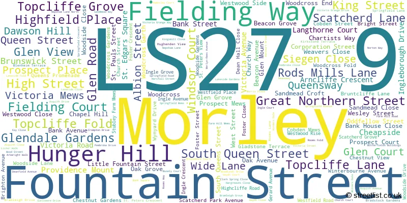 A word cloud for the LS27 9 postcode